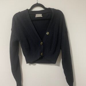 Urban Outfitters navy blue crop sweater with tortoiseshell  buttons
